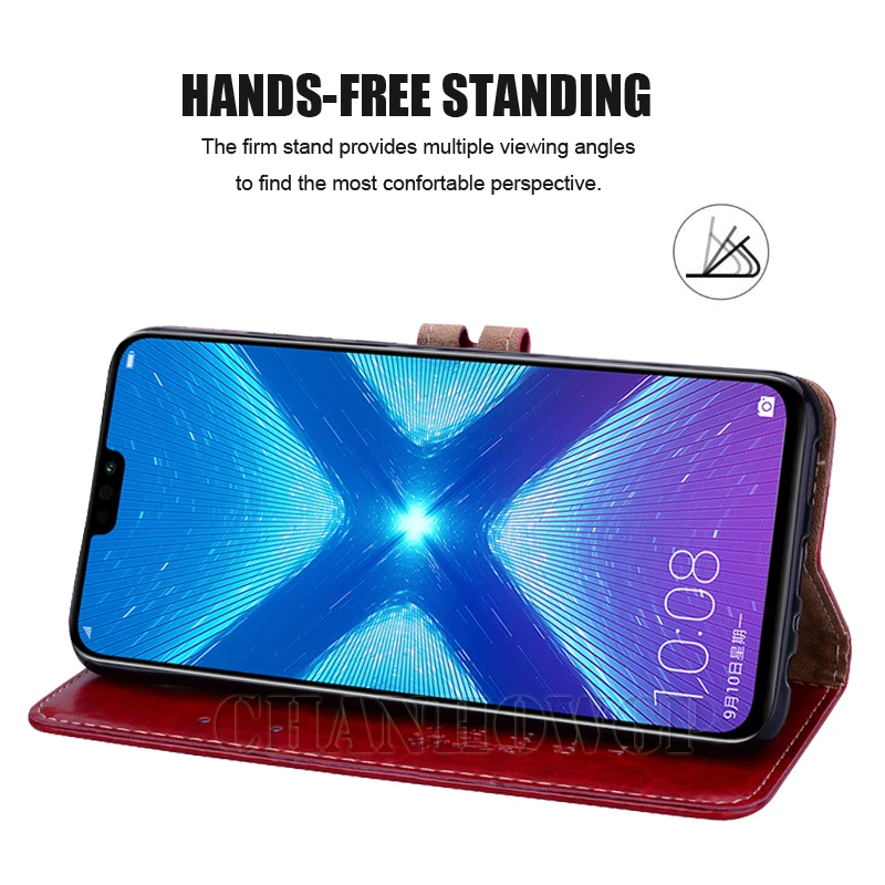Винтажный кожаный чехол для Huawei Honor 8X Honor8x JSN L21 L42 чехлы книжки с бумажником HUAWEI 8 x