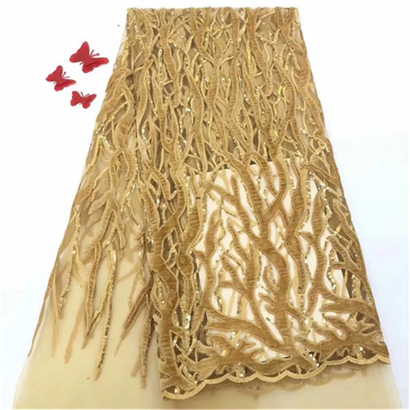 

2019 Latest French Velvet Lace Fabric High Quality Pink Color African Voile Flannel Lace Fraric With Sequins For Wedding Party