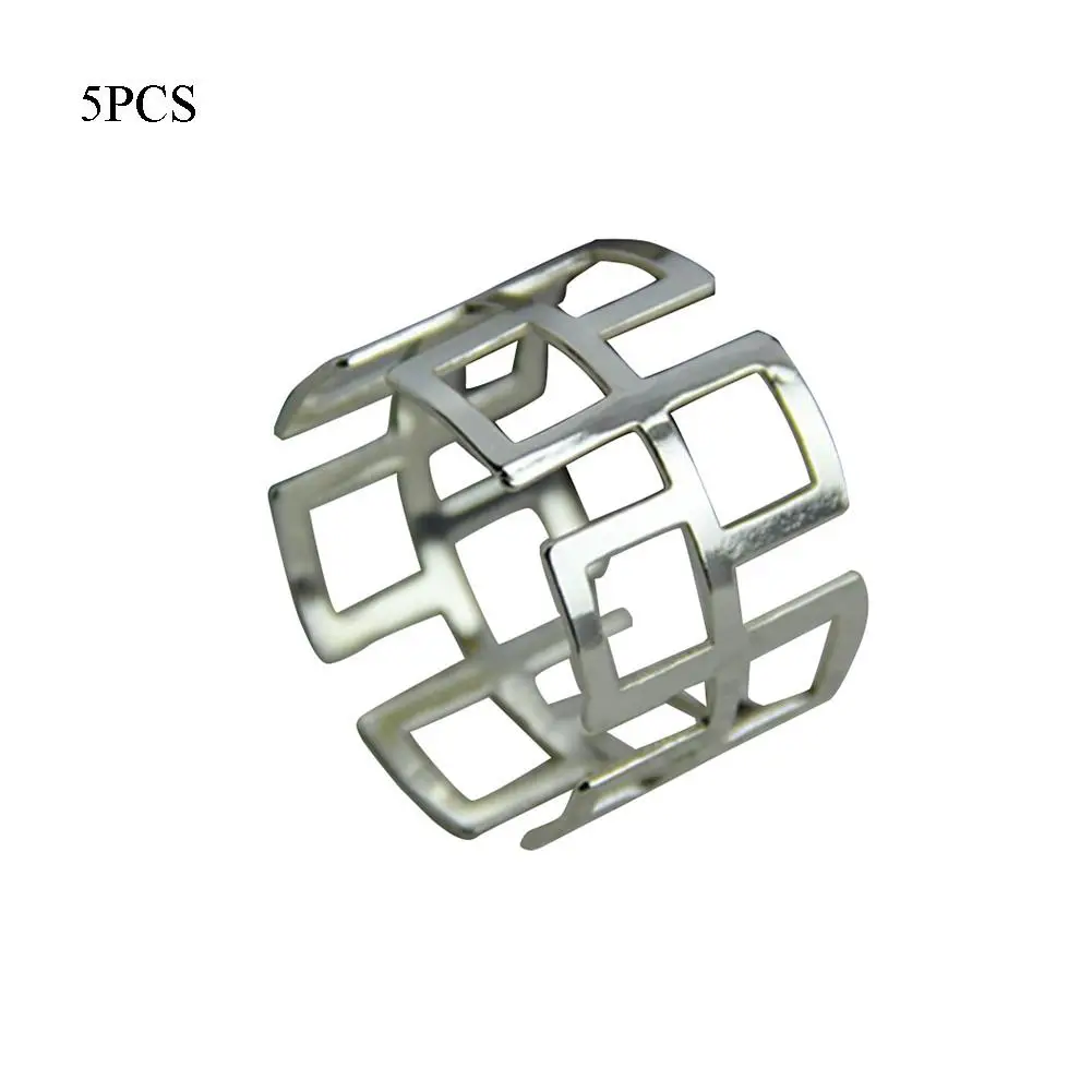 5PCS Silver 4/5/6/12 pcs кольца для салфеток Пластик смоляная салфеточница пряжки жемчужные Бумага бантики Держатель Круглое украшение для крестин вечерние Свадебная вечеринка поставки - Цвет: 5PCS Silver