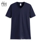 HanHent Мужская футболка с v-образным вырезом, хлопковая Простая рубашка, Мужская Базовая нательная футболка 2019, модная пустая рубашка, летняя брендовая футболка для мужчин