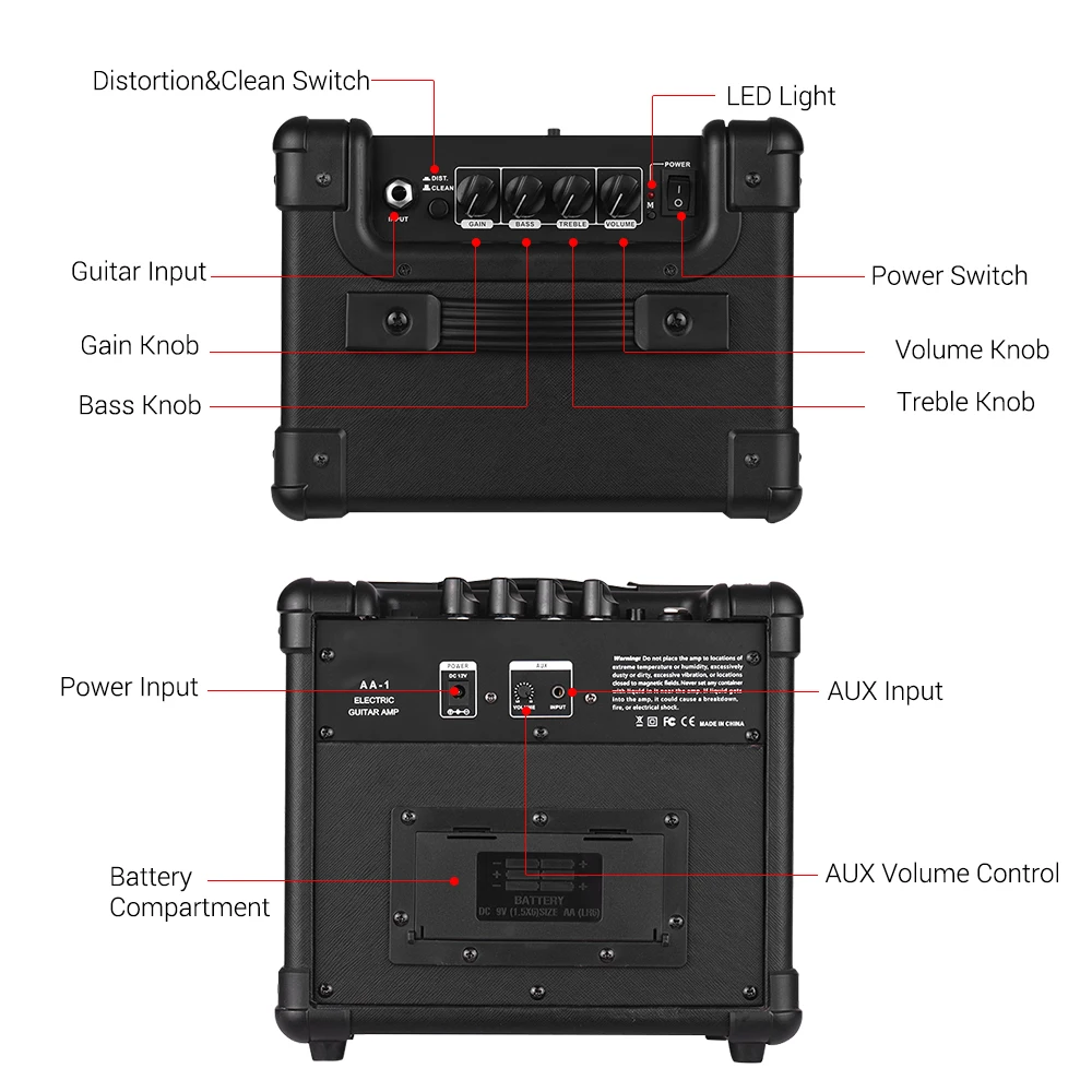 IDEEAUDIO AA 1 Портативный Настольный Электрогитары Динамик усилитель Беспроводной BT