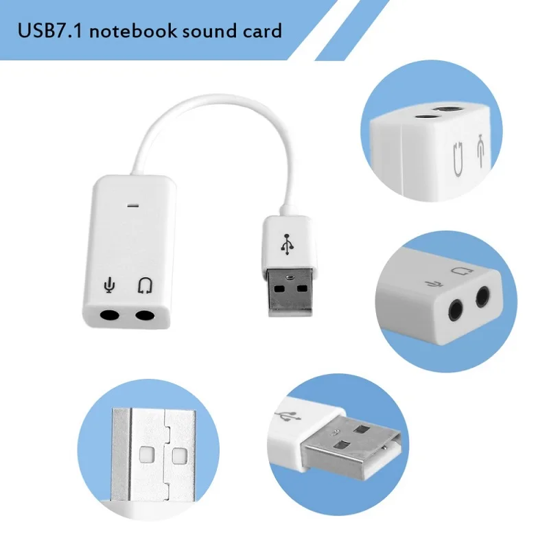 Звуковая карта YUNCLOUD USB 2 0 Виртуальный 7 1 для 3D внешнего аудиоразъема адаптер 3 5 мм звуковая ноутбука|Звуковые
