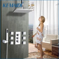kemaidi bathroom shower 8101216 inch chrome shower faucet set thermostatic valve mixer tap w 6 message jets shower mixer set