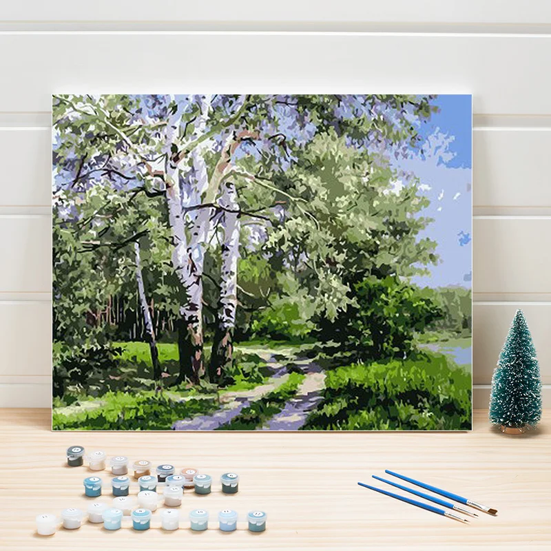 Картина краски по номерам природа пейзаж дерево DIY рисунок на холсте искусство для гостиной стены Акриловые краски цветные комплекты для взрослых