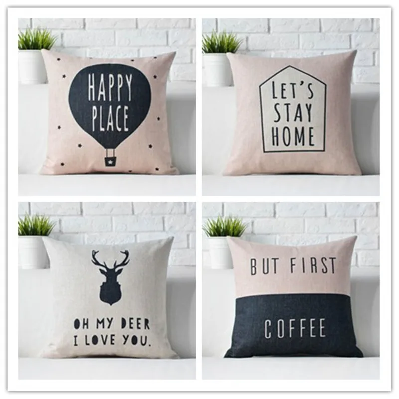 Прямая поставка наволочка Happy Place скандинавский олень домашний декор для подушки