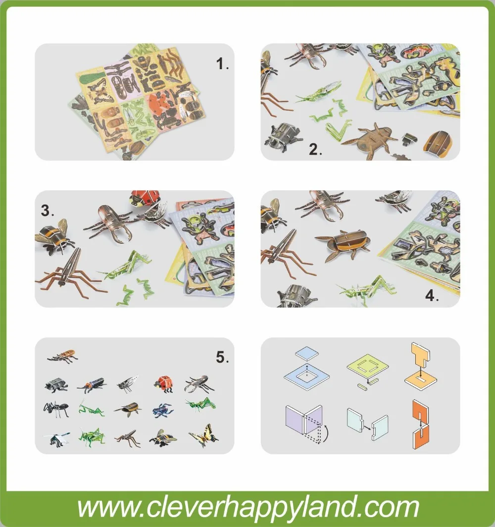 

2014 new style 3D Jigsaws Puzzle Mini bug craft diy Educational Toys Adult