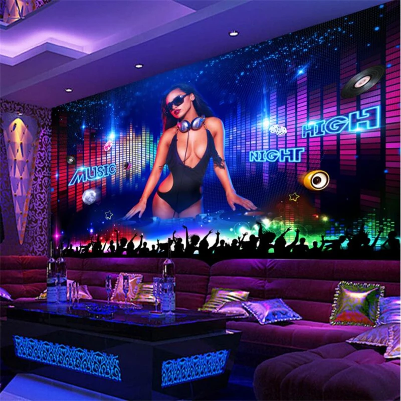 Пользовательские обои для ночного клуба DJ beauty bar KTV оснастка фон украшение стены