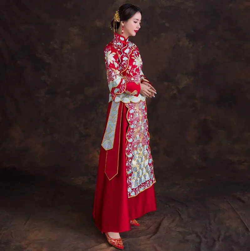 Платье для свадьбы платье тостов летнее с длинным рукавом|wedding qipao|qipao moderneqipao dress