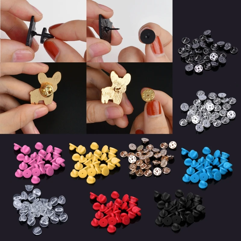 

30 Pcs Comfort Fit Butterfly Clutch Rubber Pin Backs Replacement Brooch Finding