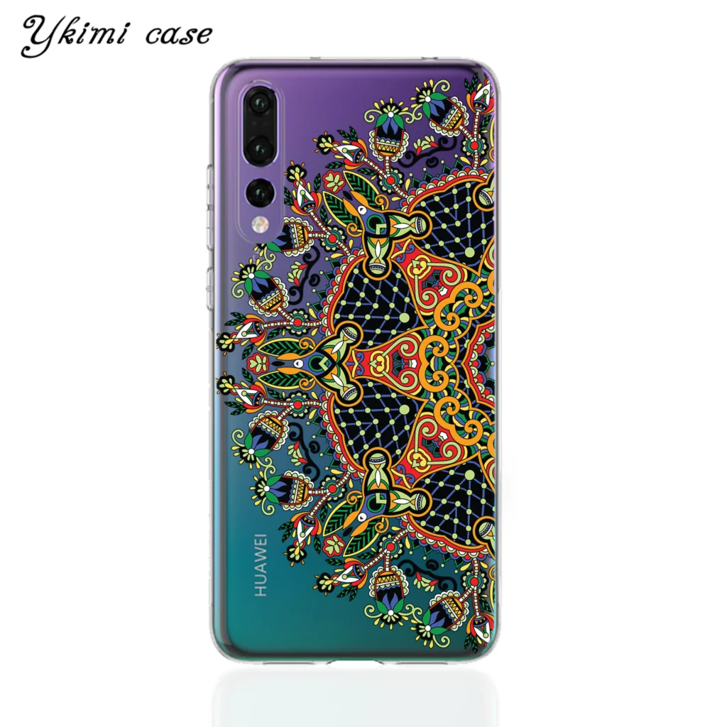 Цветной Мандала Цветочный чехол для Huawei P8 P9 Lite P10 плюс P20 P30 Lite Pro Чехол прозрачный чехол для телефона из мягкого силикона ТПУ с рисунком
