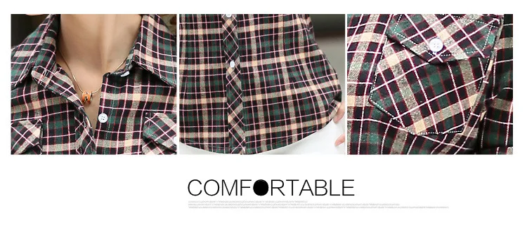 Осенняя фланелевая рубашка, клетчатые модные женские топы, Blusas Femininas, классические блузки для девочек, повседневный стиль, женская одежда размера плюс
