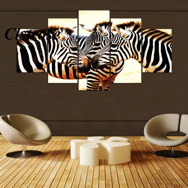 Новый дизайн 5 шт. в наборе зебры печатных холст картины Гостиная Wall Art Животные