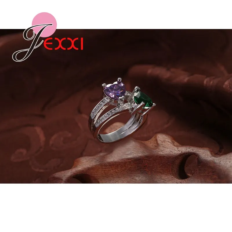 Женское кольцо с двойными сердцами из серебра 925 пробы | Украшения и аксессуары