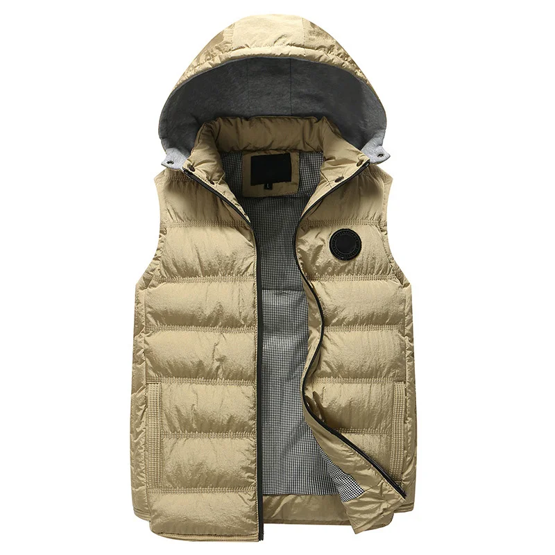 Autumn Winter Men Thick Warm Vest Sleeveless Jackets Casual Slim Fit Fashion Solid Male Padded Waistcoat Jackets Plus Size CYL53