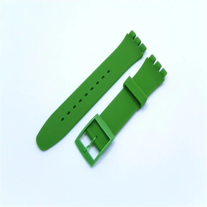 XBERSTAR наручные часы ремешок для Swatch 16 мм 17 мм 19 мм 20 мм резиновый силиконовый сменный ремешок для часов браслет аксессуары - Цвет: Зеленый