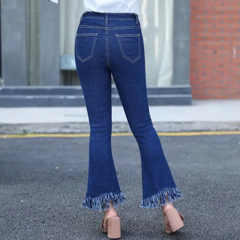Весенне-летние джинсы с вышивкой и высокой талией женские большого размера