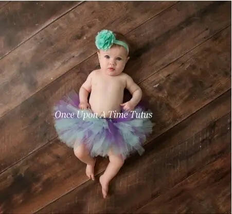 Детский реквизит для фотосессии Голубое Бальное Платье с регулируемой повязкой