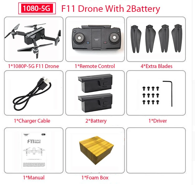 2PC Battery Foam Box SJRC F11 PRO gps Дрон с Wifi FPV 1080 P/2 K HD камера F11 бесщеточный Квадрокоптер 25 минут время полета складной Дрон Vs SG906 - Цвет: 2PC Battery Foam Box