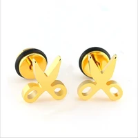 gold color vacuum plating titanium screw back stud earrings 316 l stainless steel no fade no allergy