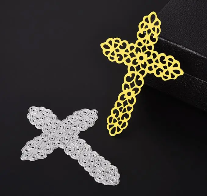 Металлические трафареты с кружевом и крестом для изготовления открыток