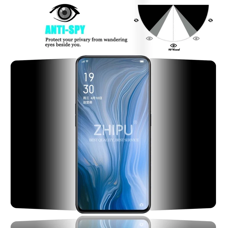 Для Oppo Reno 10x zoom 2.5D Arc Edge антишпионское закаленное стекло для 6 "Защитная пленка