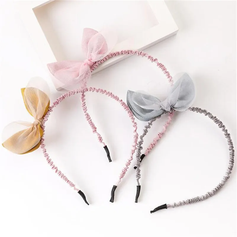 Милые двухслойные повязки для волос с кроличьими ушками головные уборы девочек