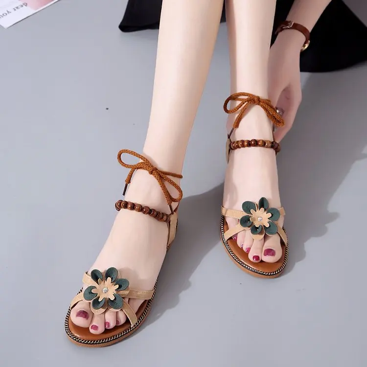 Сандалии 2018 новые летние богемные сандалии в римском стиле на плоской подошве