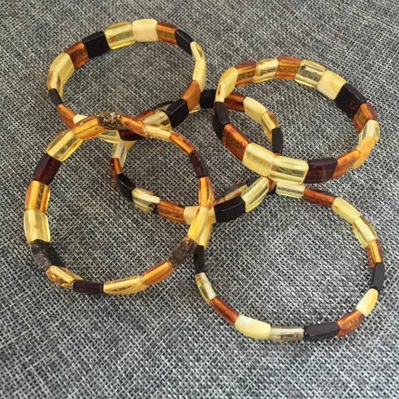 Натуральный винтажный эластичный браслет из настоящего Балтийского амбара