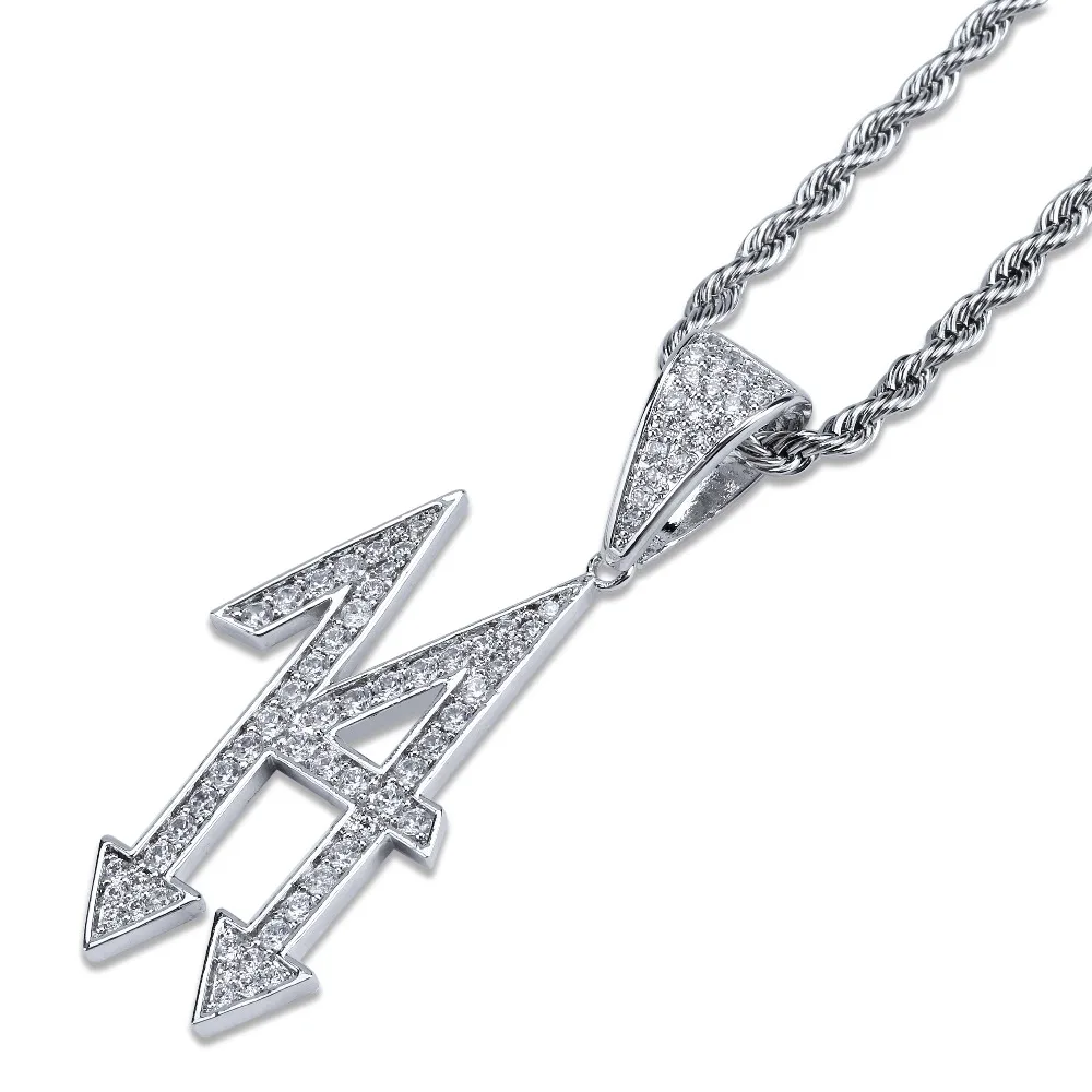 Мода 14 букв Iced Out кулон и ожерелья мужская женская циркониевая хип-хоп цепочки ювелирные изделия золотые подвески серебряного цвета для подарков