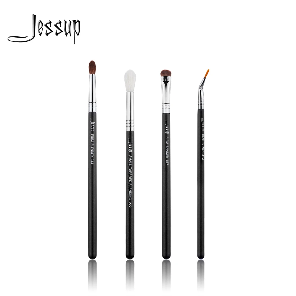 Jessup кисти 4 шт. набор кистей для макияжа maquiagem Professional completa изогнутый лайнер коническая кисть для растушевки т308