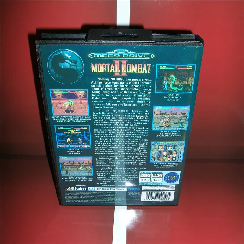 Mortal Kombat 2 EU чехол с коробкой и руководством для sega Megadrive Genesis игровая консоль 16 бит MD карта