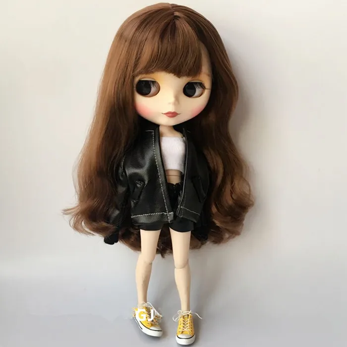 

3Pcs/set Leather jacke+ leather shorts+ Tube-tops 1/6 Fashion Blyth Doll Clothes 30cm Doll Clothing for Pullip Doll Accessories