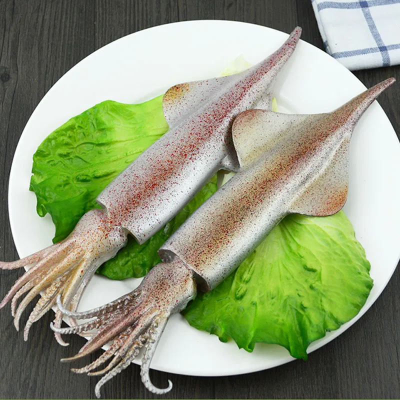 

050 Fake squid model food model high fidelity seafood squid mold 29*9.5*2.5cm