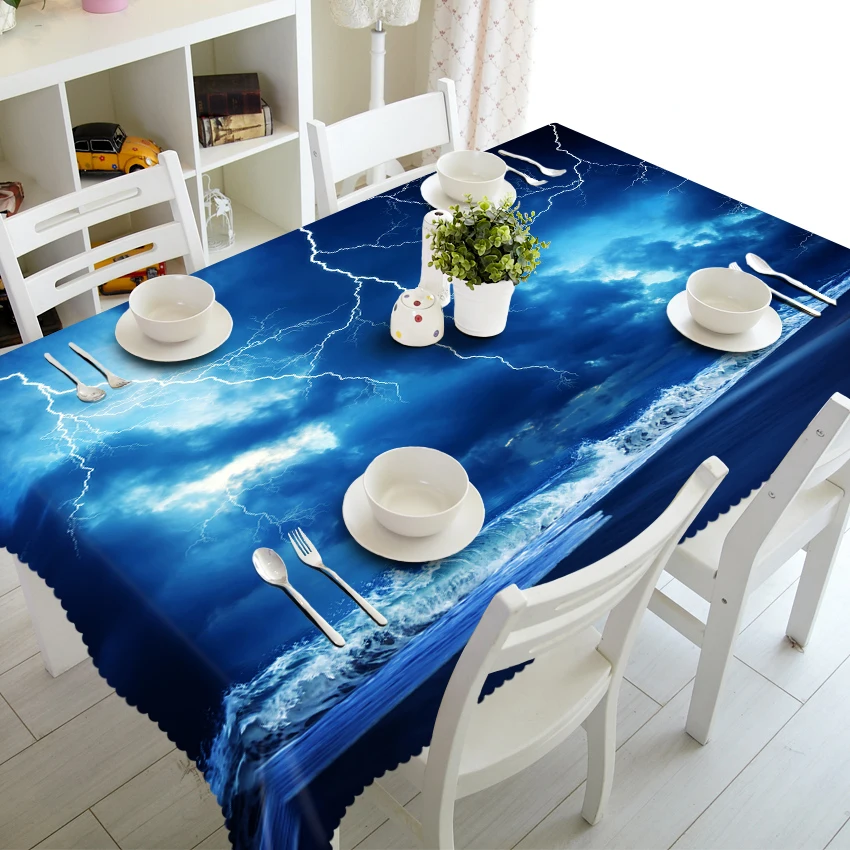 Скатерть 3D водонепроницаемая утолщенная прямоугольная и круглая с голубым небом