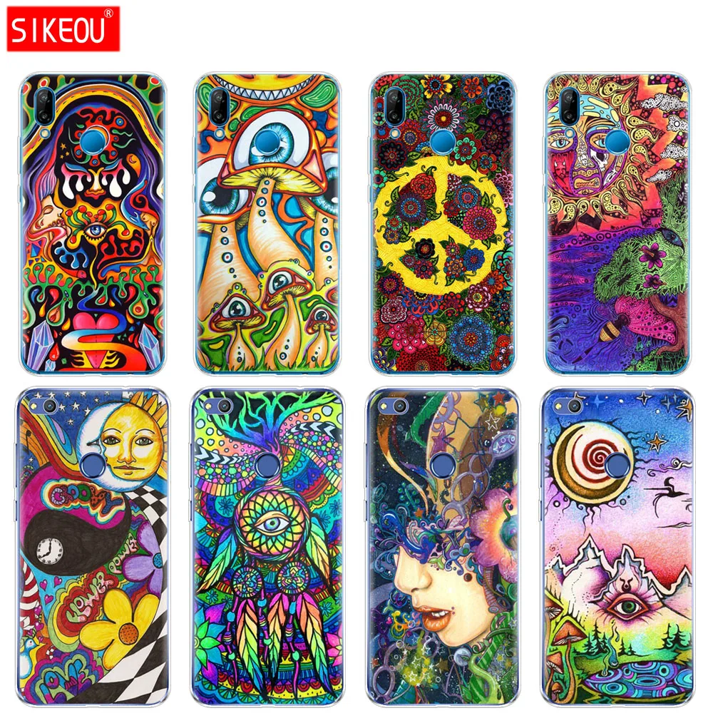 Силиконовый чехол для телефона Huawei P20 P7 P8 P9 P10 Lite Plus Pro 2017 P Smart Psychedelic Art | Мобильные