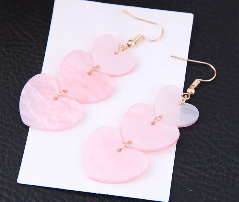 Kymyad Bohemian Geometric Earrings Simple Long For Women Pink Heart Drop Earings Fashion Jewelry Dangle Boho | Украшения и