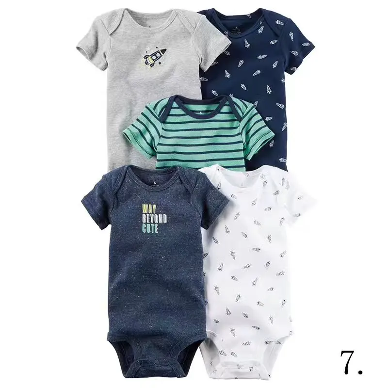 5pcs pack Boy Short Мягкий хлопковый боди для маленьких мальчиков и девочек, комплект одежды, боди с длинными рукавами и короткими рукавами - Цвет: 5pcs pack Boy Short