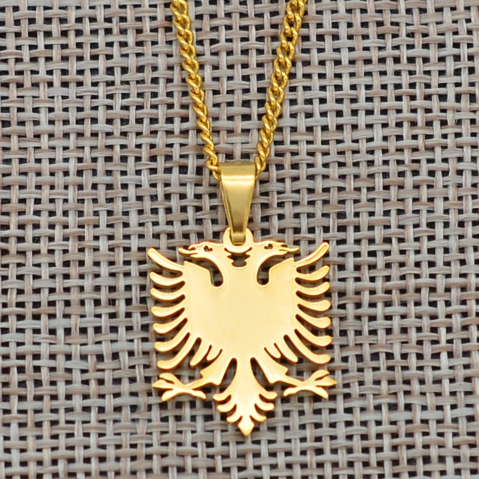 

Anniyo Albania Eagle Small Size Pendant Necklaces Gold Color & Stainless Steel Jewelry Ethnic Gifts for Women Girls Kids #110221