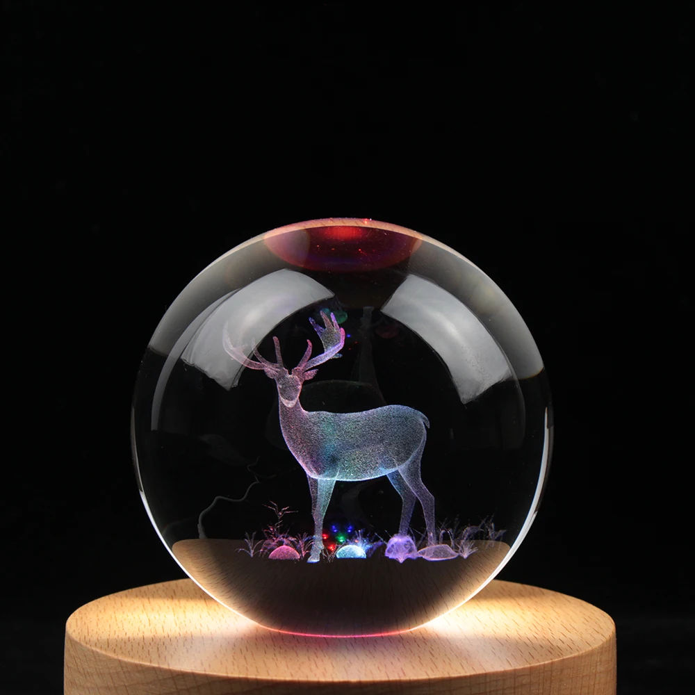 Скандинавский Хрустальный Олень 3D лазерный шар настольный стол для гостиной