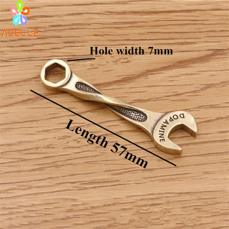 

3pcs 100% Solid Brass Vintage Wrench Punk Amekaji Spanner Keyring Pendant Car Motorbike Gift DIY Accessory Free Shipping HOT