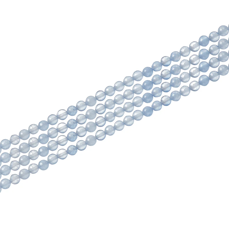 Бусины Из Натурального аквамарина размер 3 мм Круглые синие для самостоятельного
