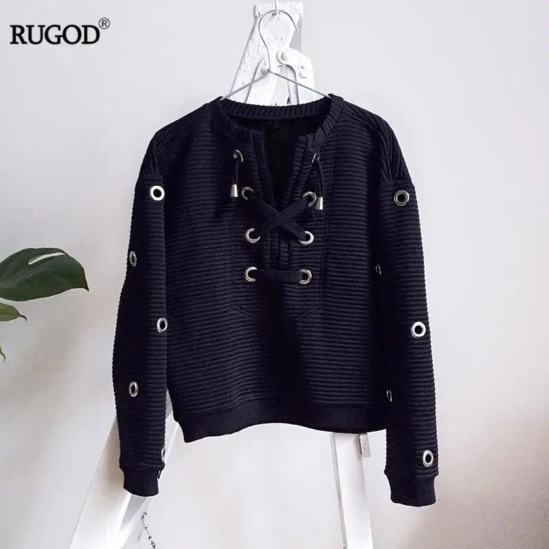 Женская толстовка на шнуровке Rugod с заклепками и дырками в европейском стиле