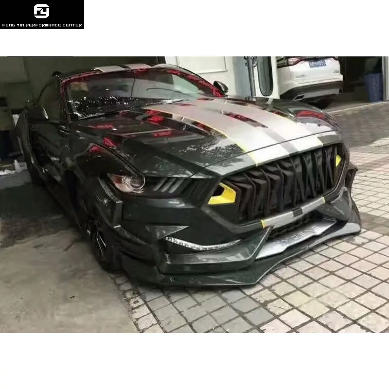 Широкий комплект кузова автомобиля FRP Неокрашенный передний бампер из углеродного волокна передний диффузор для губ Для Ford Mustang автомобильный Стайлинг 15-17