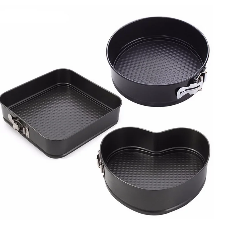 3pcs 3 шт./компл. для выпекания пирогов углерода Сталь пирожных антипригарное покрытие сковорода съемное дно формы для выпечки круглой формы в форме сердца квадратный DIY Инструменты для тортов - Цвет: 3pcs