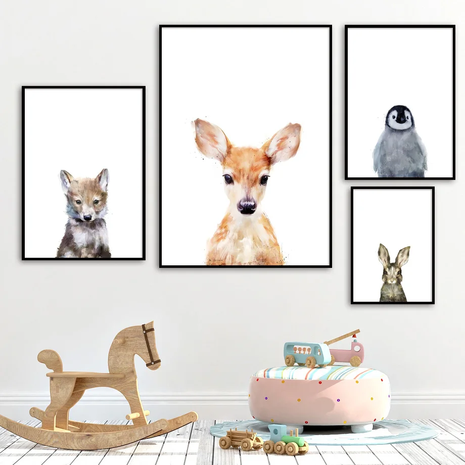 

Wall Art Canvas Painting Fox Deer Rabbit Penguin Animals Art Prints Nordic Posters And Prints Wall Pictures Kids Baby Room Decor