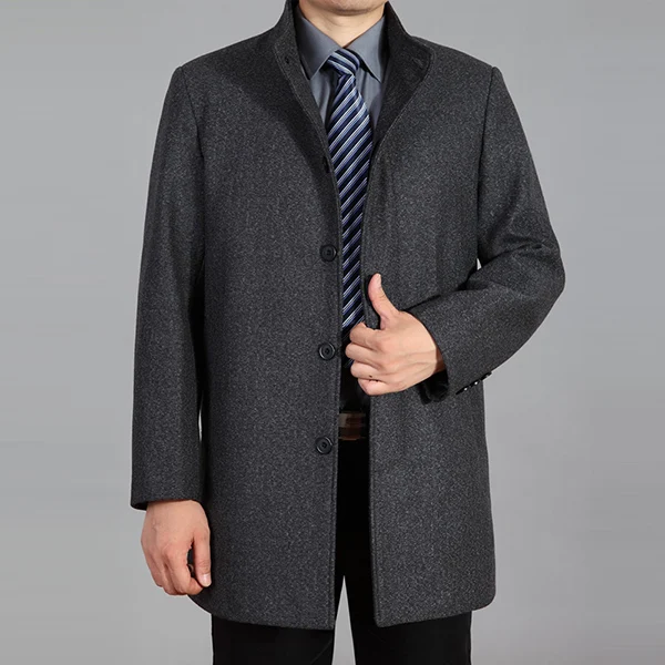 Dark Grey Новинка Зимнее Шерстяное Пальто Длинное Шерстяное Пальто Шерстяная Куртка Пальто Шерсть Зима Осеннее Мужское Пальто Полупальто Мужское 4XL - Цвет: Dark Grey