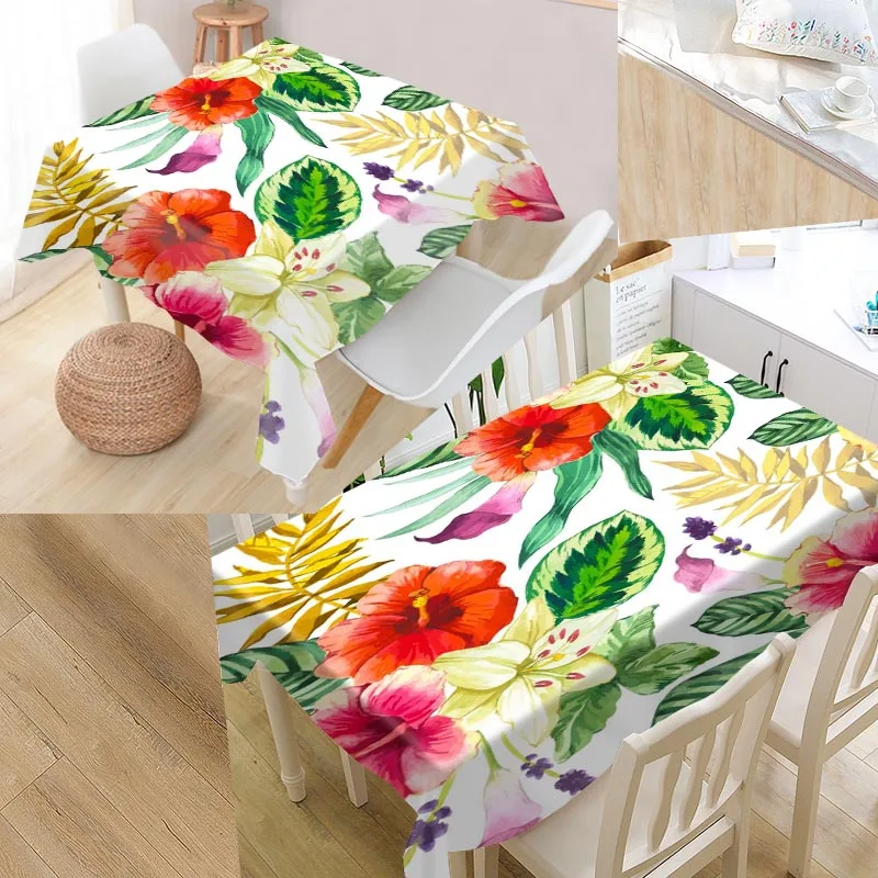 Tropical Flower Custom Table Cloth Oxford Fabric Rectangular Waterproof Oilproof Cover Family Party Tablecloth | Дом и сад
