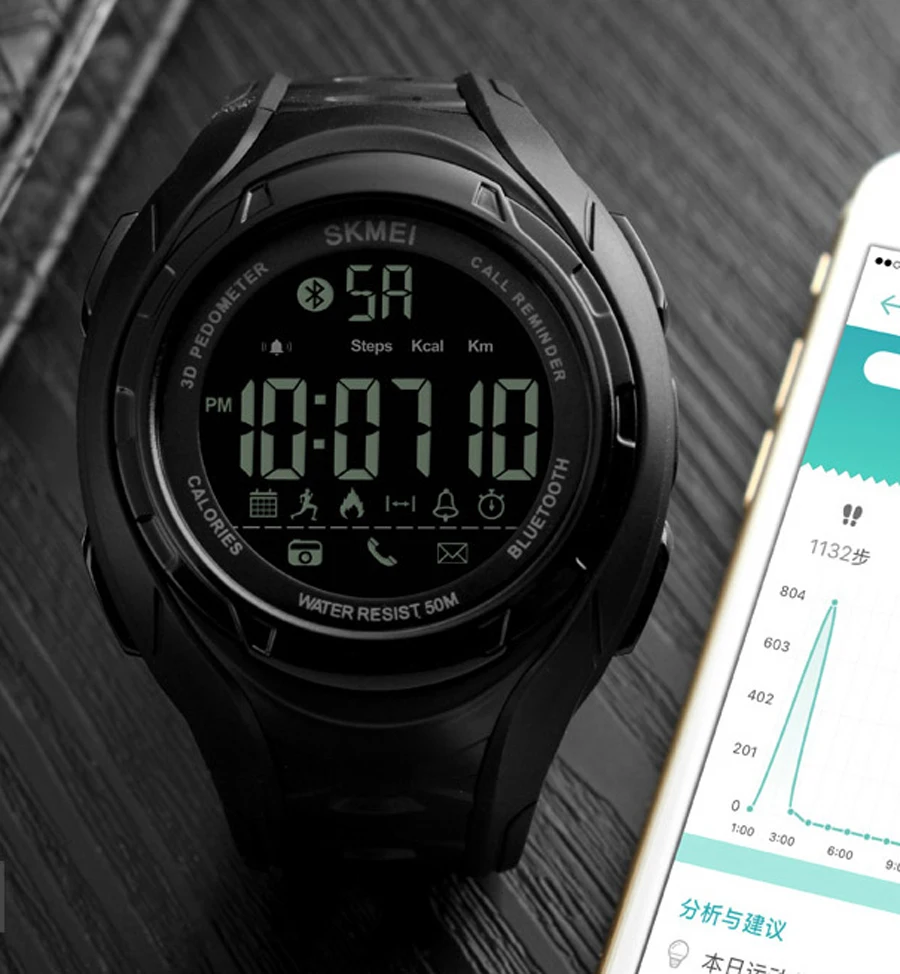 Смарт часы SKMEI zk30 мужские с шагомером и Bluetooth|Мужские электронные часы| |