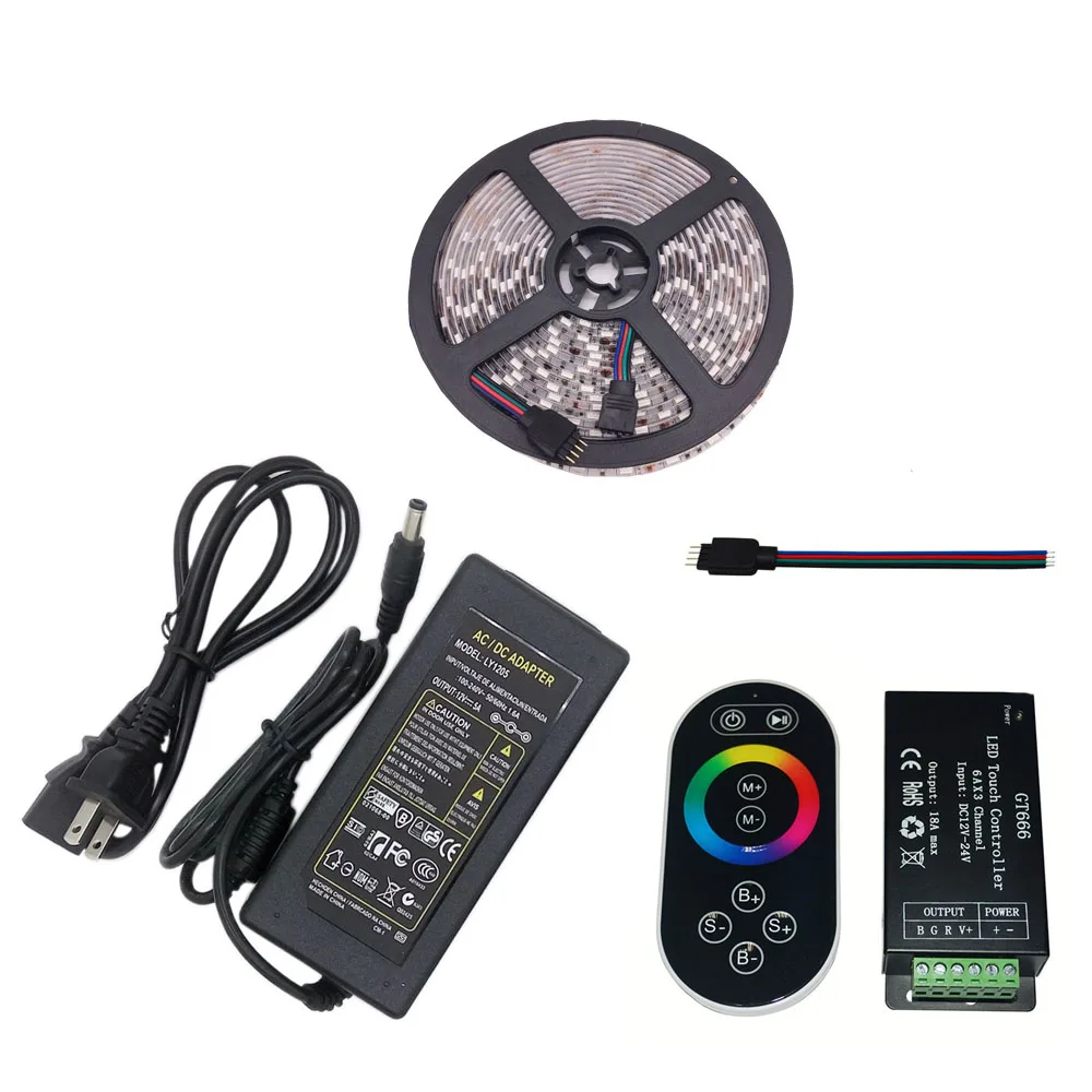 5050 SMD RGB светодиодная лента Набор 60led/m DC12V 5 M 20 Светодиодная гибкая лампа + адаптер