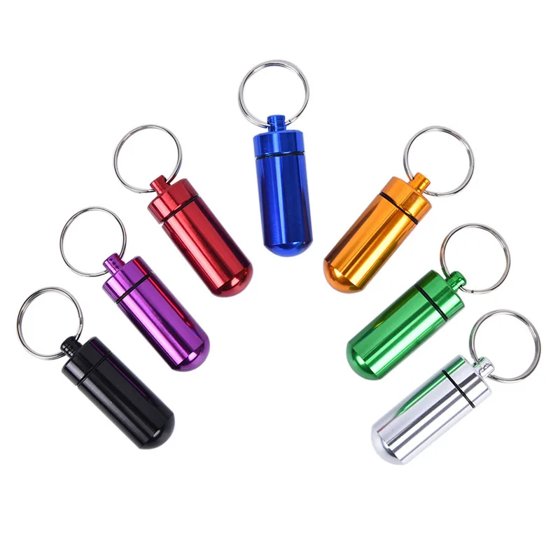1pc Waterproof Aluminum Pill Box Medicine Case Container Bottle Holder Keychain Carabiner Outdoor PillBox | Красота и здоровье